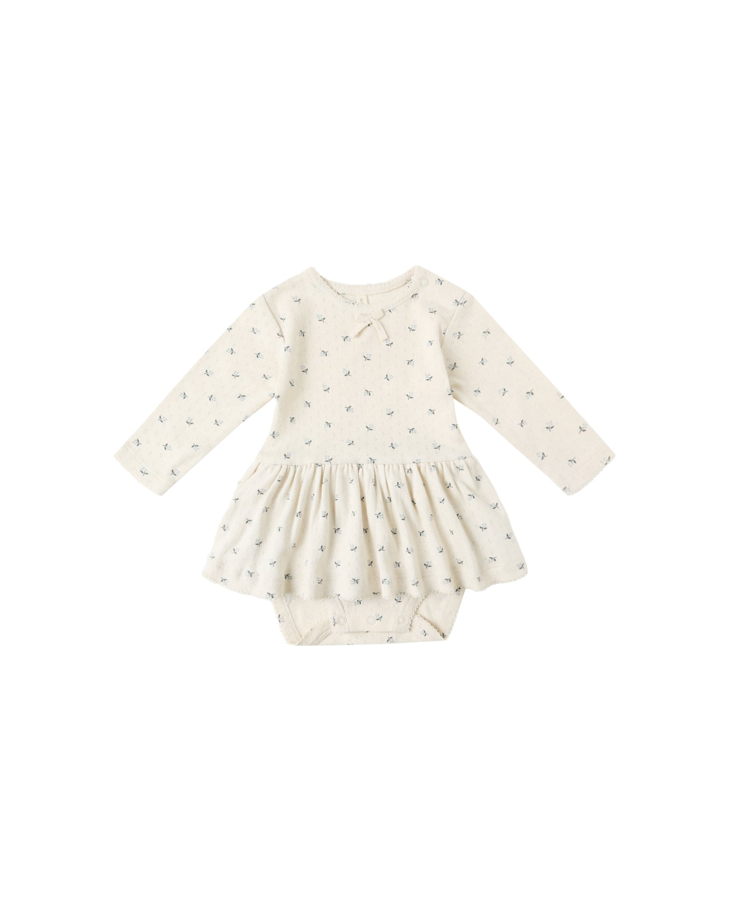 Quincy Mae Pointelle Skirted Bodysuit Blue Ditsy