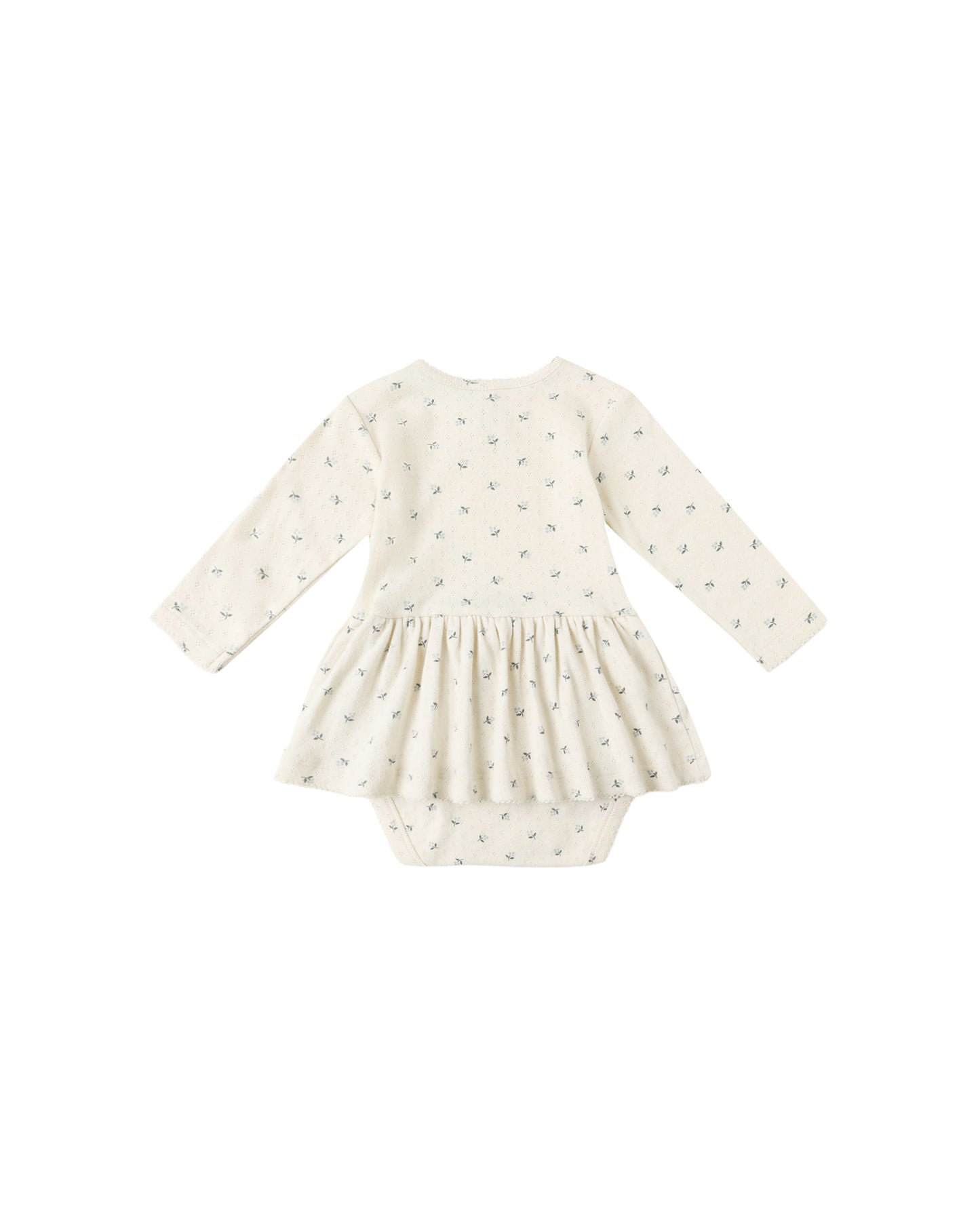 Quincy Mae Pointelle Skirted Bodysuit Blue Ditsy