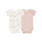 Quincy Mae Short Sleeve Bodysuit 2 Pack Swans / Bubblegum