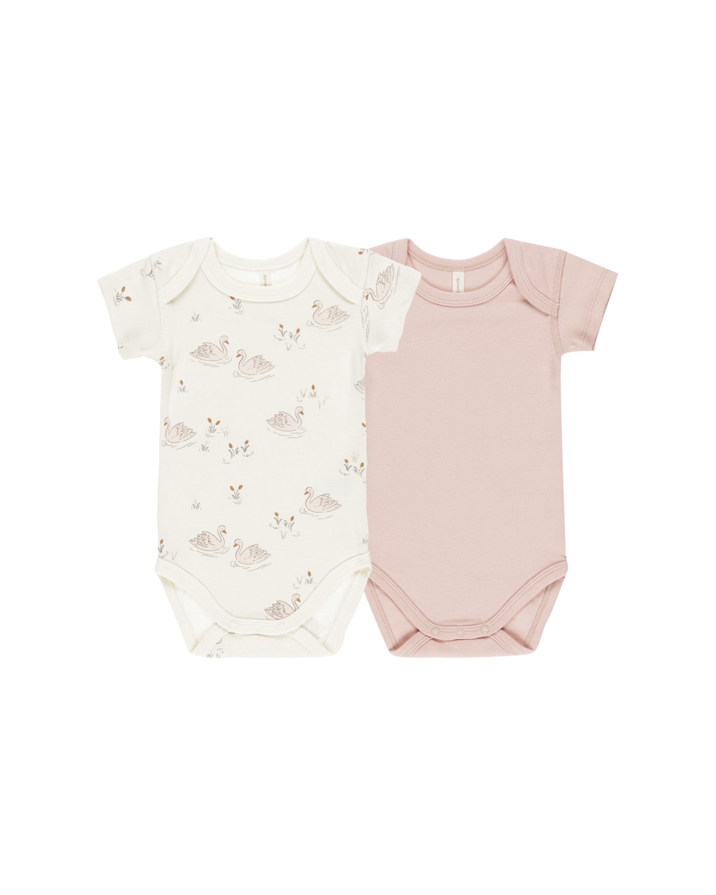 Quincy Mae Short Sleeve Bodysuit 2 Pack Swans / Bubblegum