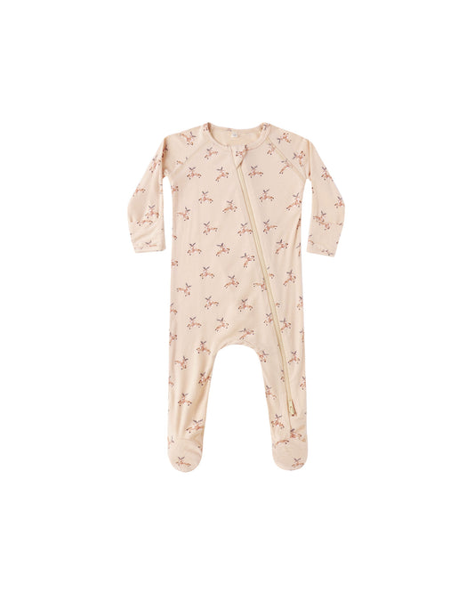 Quincy Mae Bamboo Zip Footie Reindeer