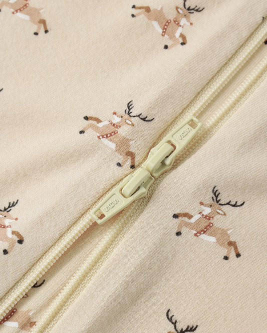 Quincy Mae Bamboo Zip Footie Reindeer