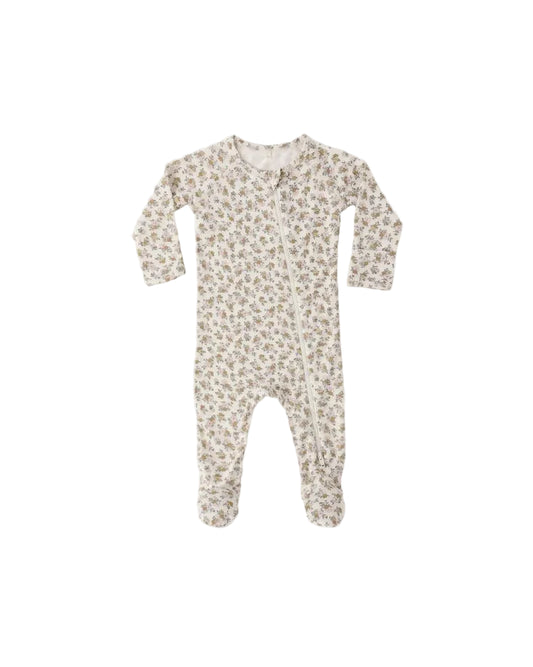Quincy Mae Bamboo Zip Footie Wildflower