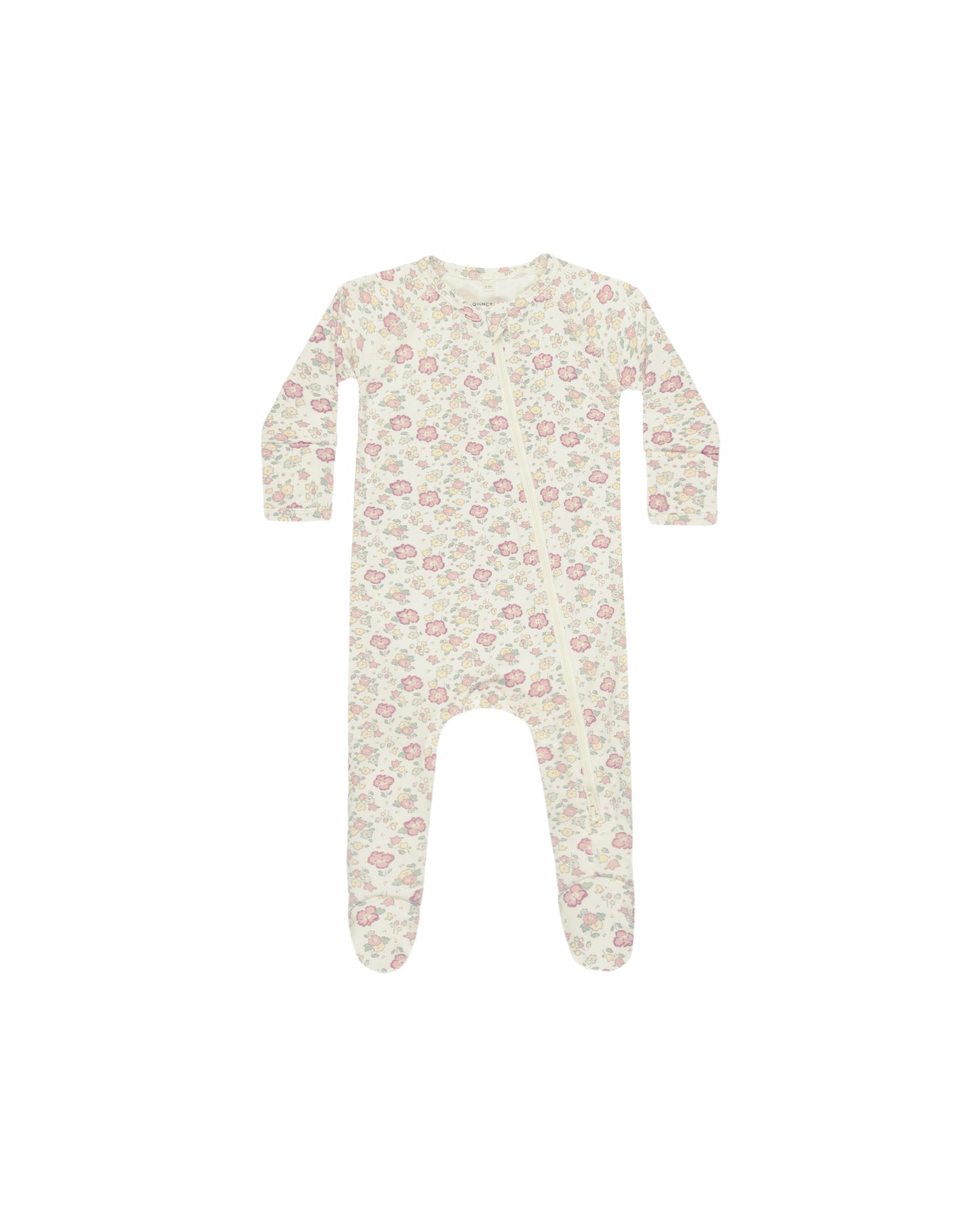 Quincy Mae Bamboo Zip Footie Bloom