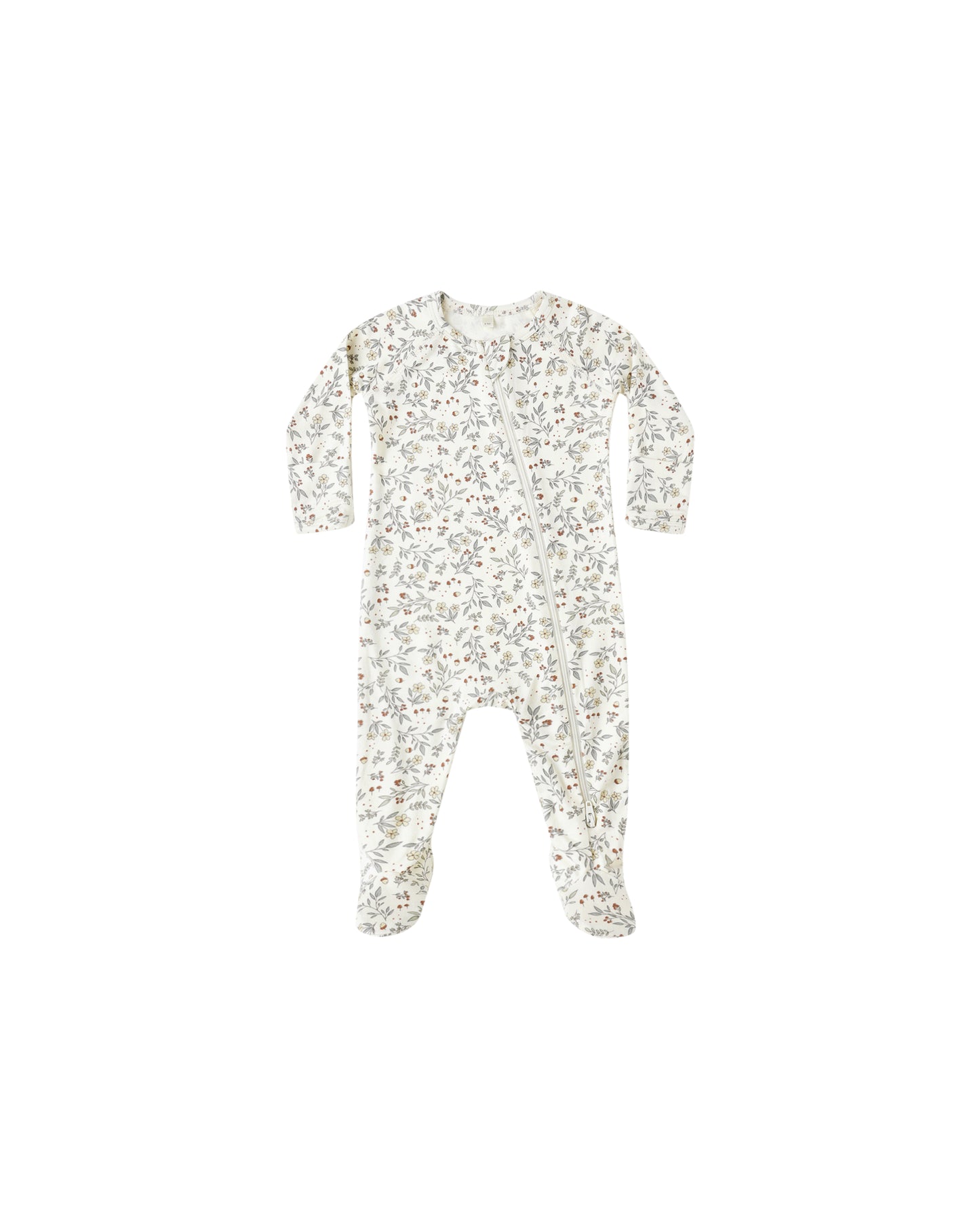 Quincy Mae Bamboo Zip Footie Woodland