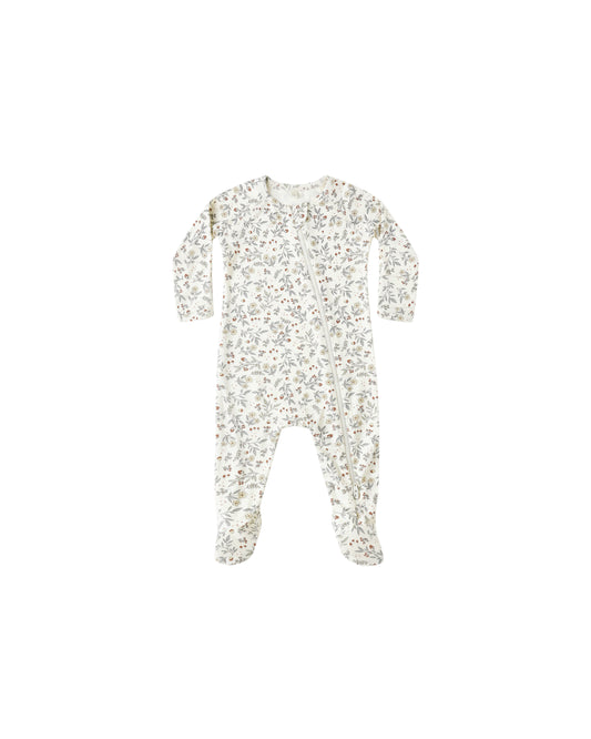 Quincy Mae Bamboo Zip Footie Woodland