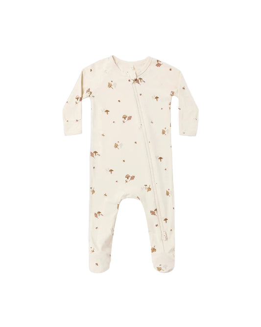 Quincy Mae Bamboo Zip Footie Woodland Natural