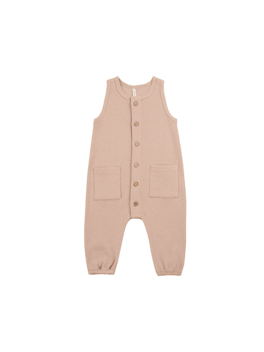Quincy Mae Waffle Jumpsuit Blush