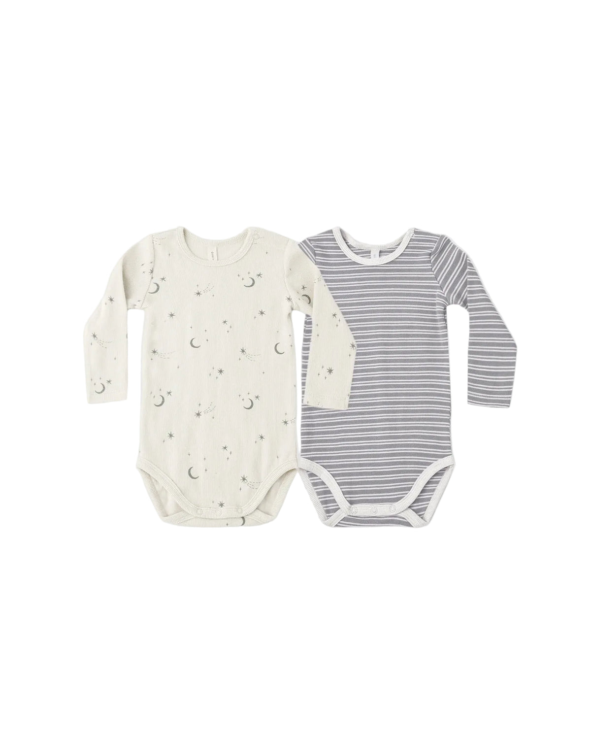Quincy Mae Ribbed Bodysuit 2 Pack Slate Microstripe / Celestial