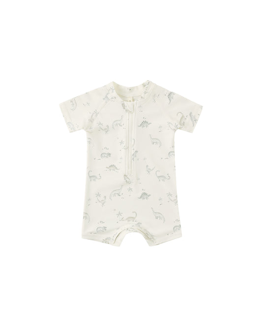 Quincy Mae Zip Rashguard Onepiece Dinosaur