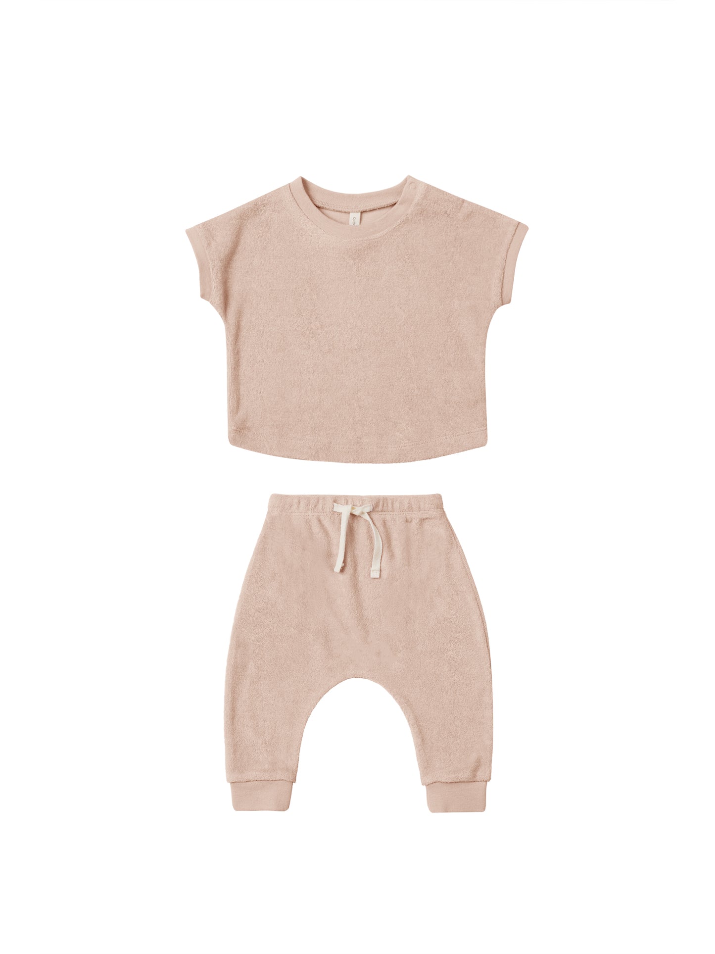 Quincy Mae Terry Tee + Pant Set Blush