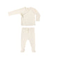 Quincy Mae Wrap Top + Footed Pant Set Natural