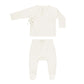 Quincy Mae Wrap Top + Footed Pant Set Ivory