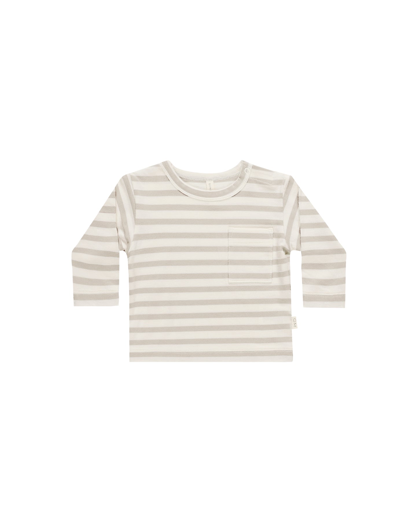 Quincy Mae Long Sleeve Pocket Tee Grey Stripe