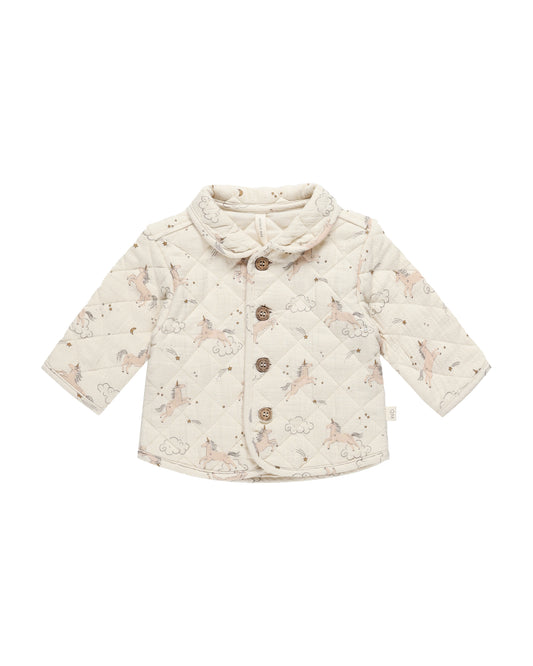 Quincy Mae Quilted Jacket Unicorns Natural