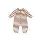 Quincy Mae Waffle Long Sleeve Jumpsuit Harvest Stripe