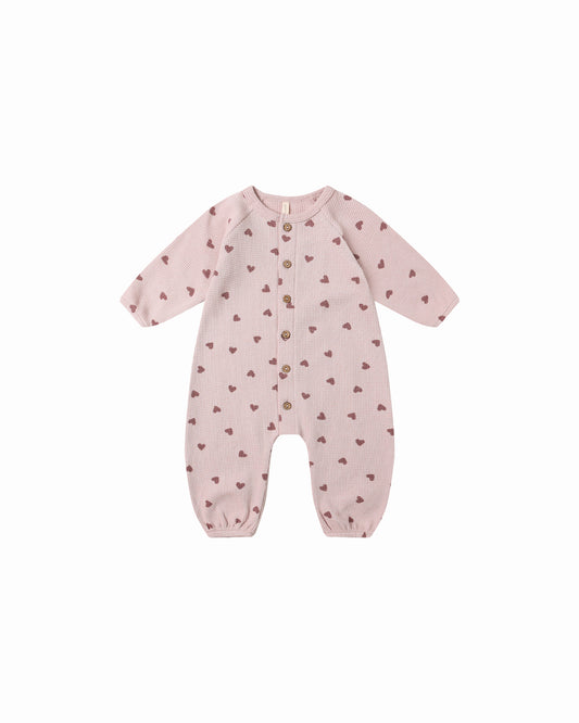 Quincy Mae Waffle Long Sleeve Jumpsuit Hearts