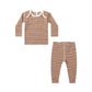 Quincy Mae Ribbed Tee + Legging Set Cedar Micro Stripe