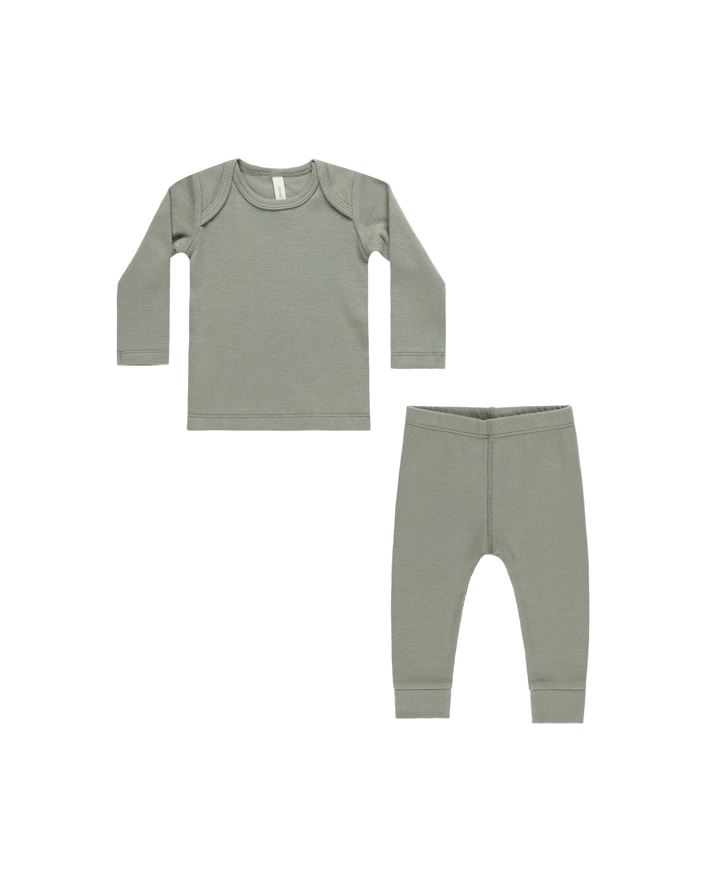 Quincy Mae Ribbed Tee + Legging Set Basil