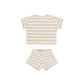 Quincy Mae Terry Tee + Shorts Set Oat Stripe