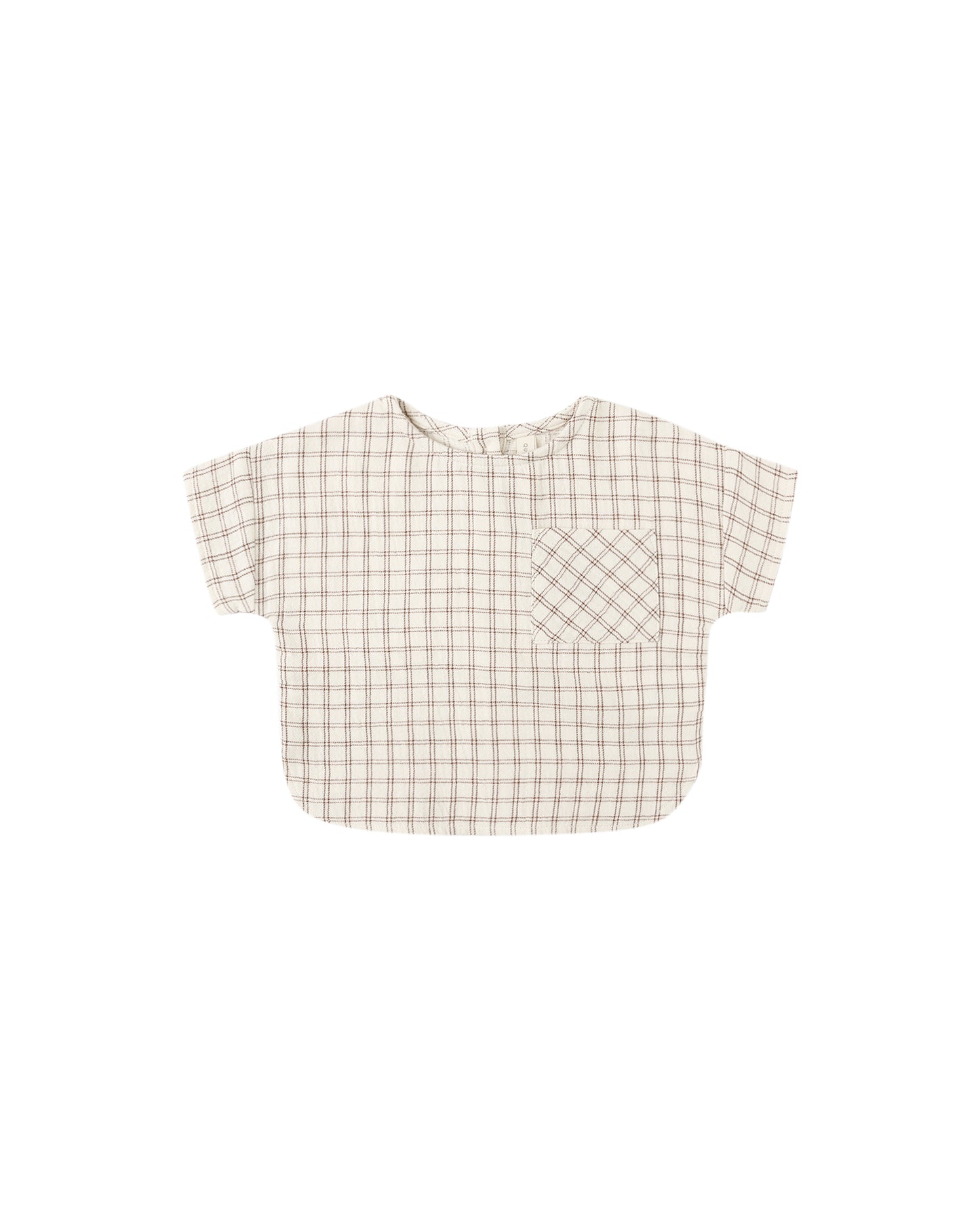 Quincy Mae Woven Boxy Top Cedar Check