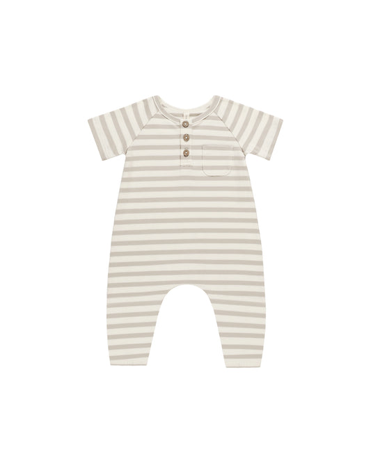 Quincy Mae Short Sleeve Jumpsuit Grey Stripe