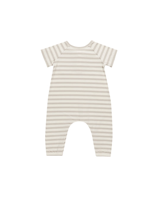 Quincy Mae Short Sleeve Jumpsuit Grey Stripe