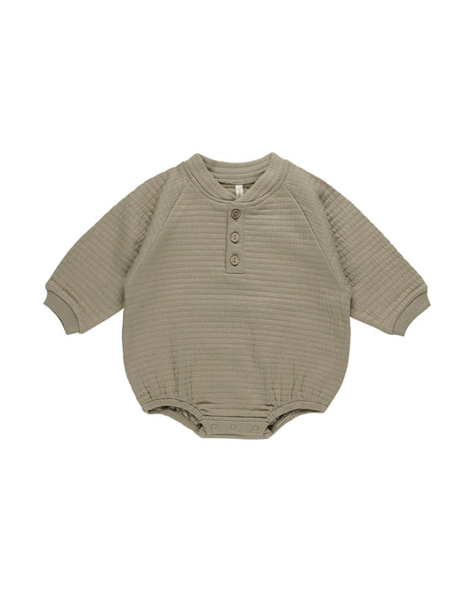 Quincy Mae Henley Bubble Romper Olive