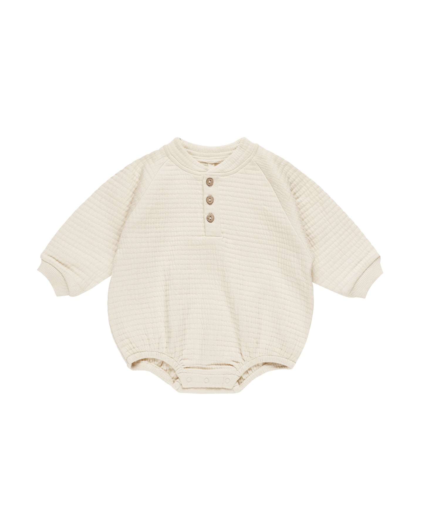 Quincy Mae Henley Bubble Romper Natural