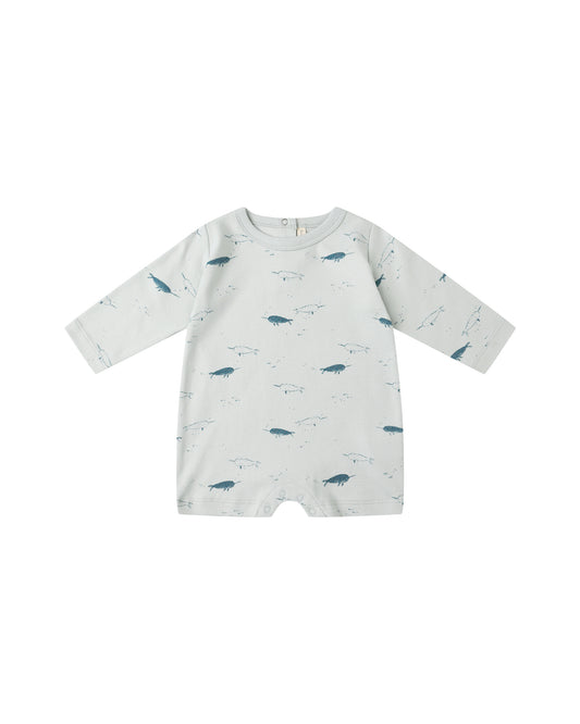 Quincy Mae Long Sleeve Romper Narwhals
