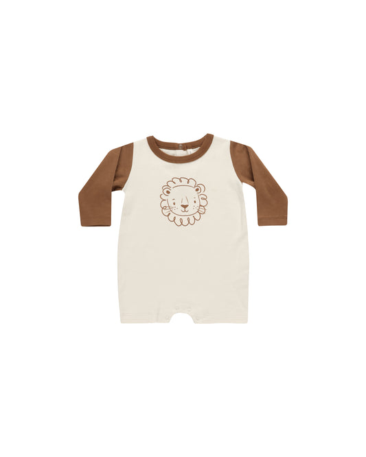 Quincy Mae Long Sleeve Romper Lion Natural