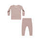 Quincy Mae Waffle Top + Pants Set Mauve