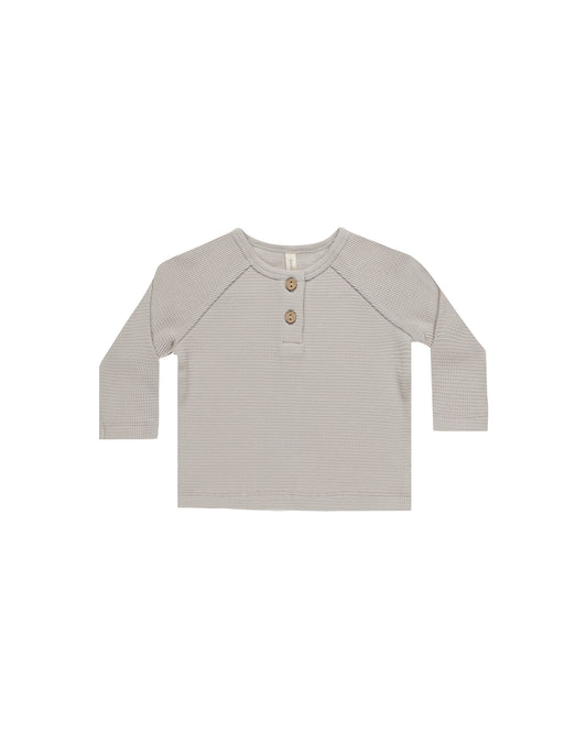 Quincy Mae Henley Knit Top Fog