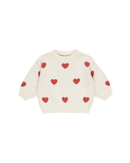 Quincy Mae Heart Knit Sweater Ivory