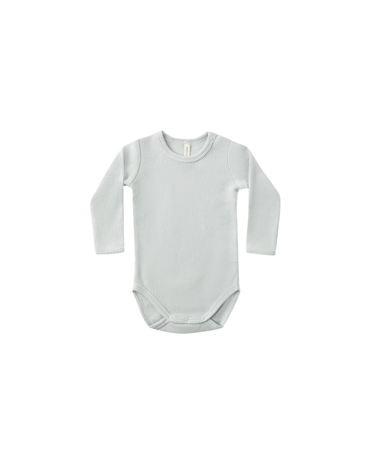 Quincy Mae Waffle Long Sleeve Bodysuit Ice Blue
