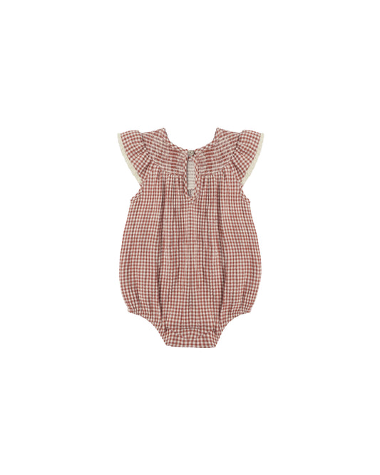 Quincy Mae Lenore Romper Red Gingham
