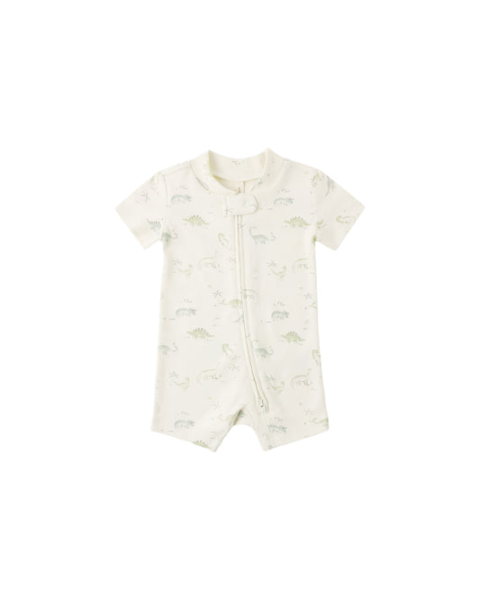 Quincy Mae Zip Short Sleeve Sleeper Dinosaur
