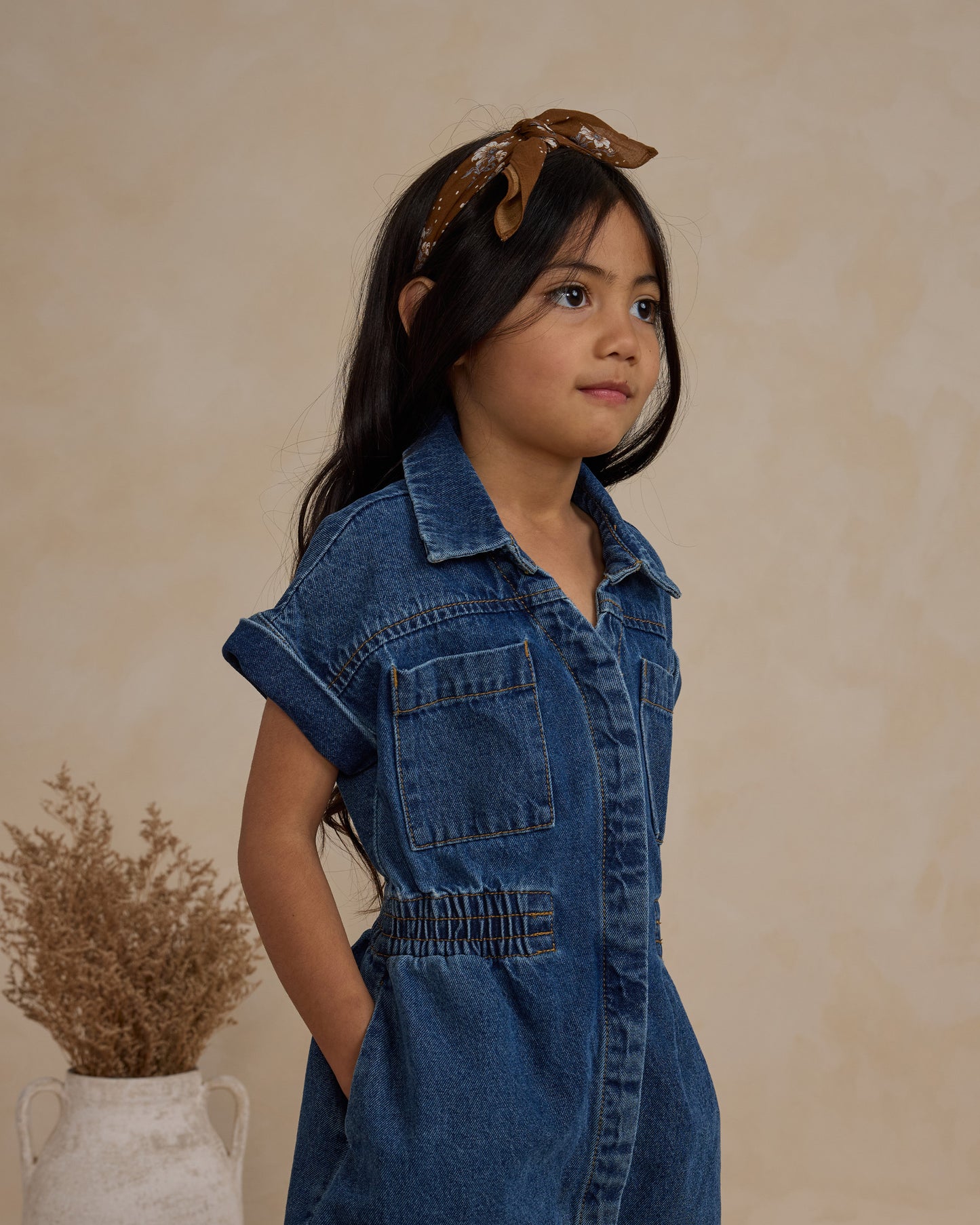 Rylee + Cru Utility Romper Indigo