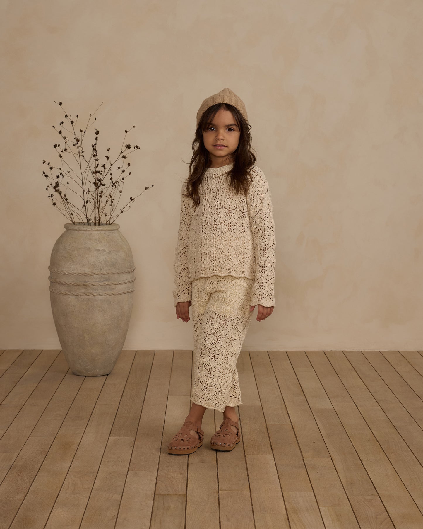 Rylee + Cru Crochet Knit Pullover Natural