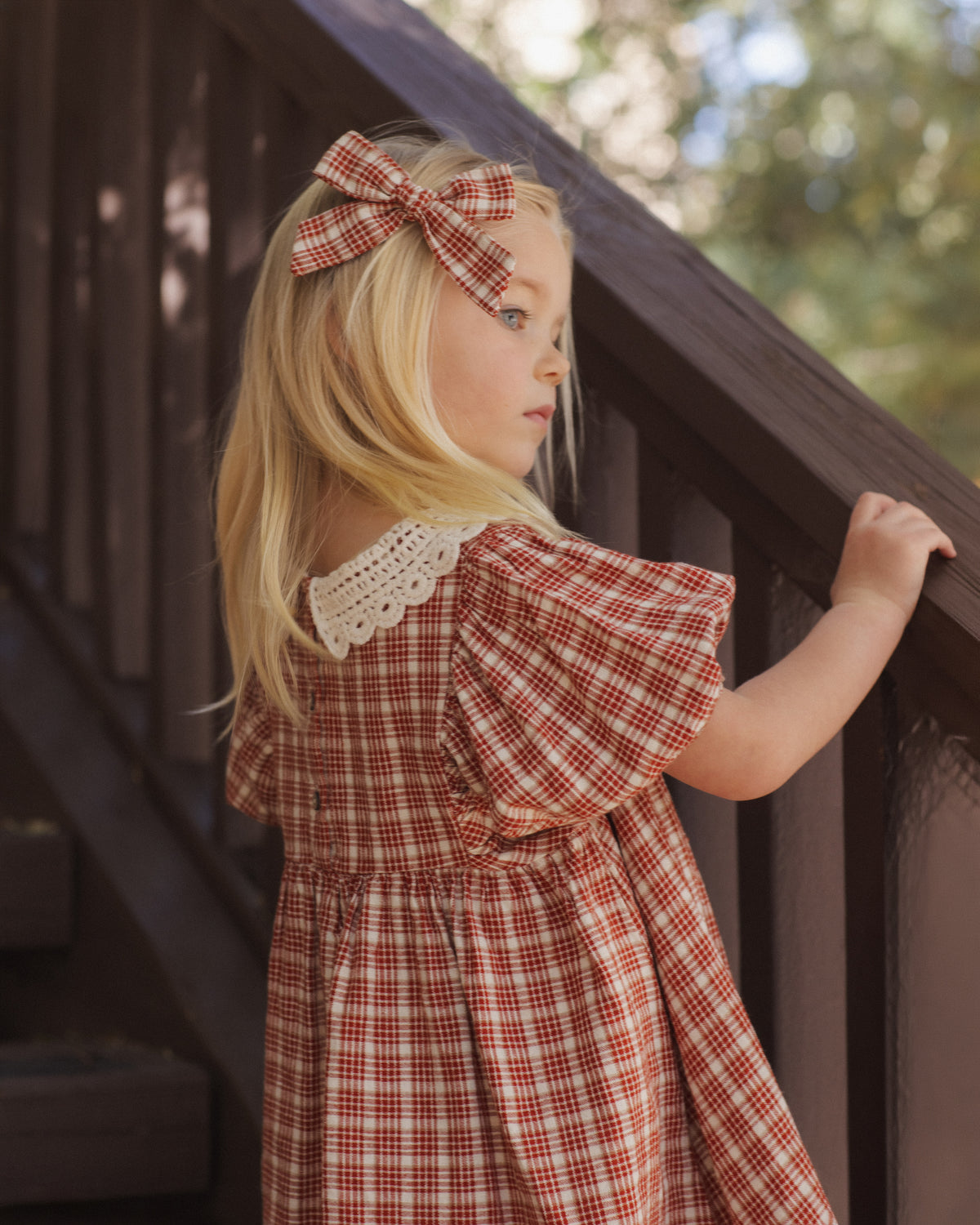 Rylee + Cru Teen Bow Vintage Plaid Ruby