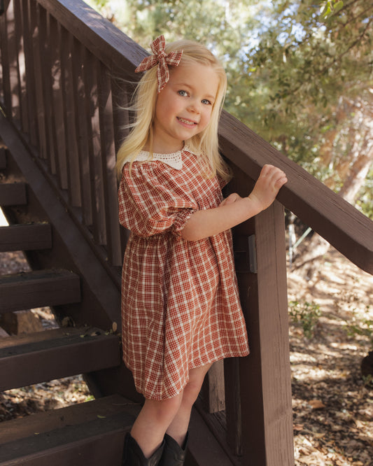 Rylee + Cru Heidi Dress Vintage Plaid Ruby