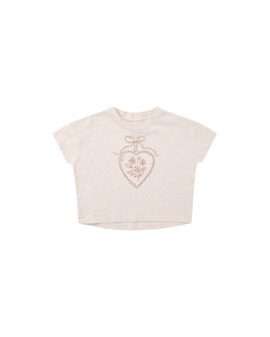 Rylee + Cru Boxy Tee Heart Locket Petal