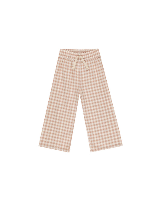 Rylee + Cru Wide Leg Pant Pink Gingham