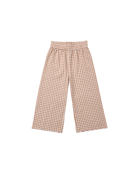 Rylee + Cru Wide Leg Pant Fawn Gingham