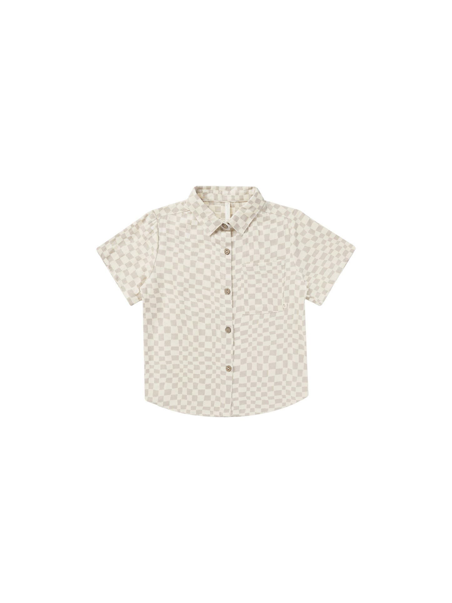 Rylee + Cru Collared Short Sleeve Shirt Dove Check