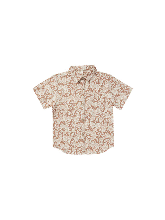 Rylee + Cru Collared Short Sleeve Shirt Plumeria