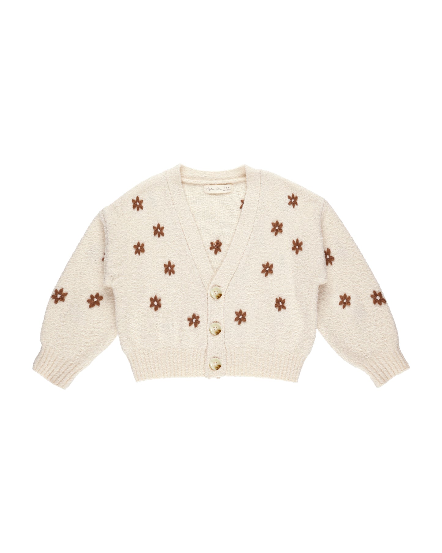 Rylee + Cru Boxy Crop Cardigan Flowers Natural