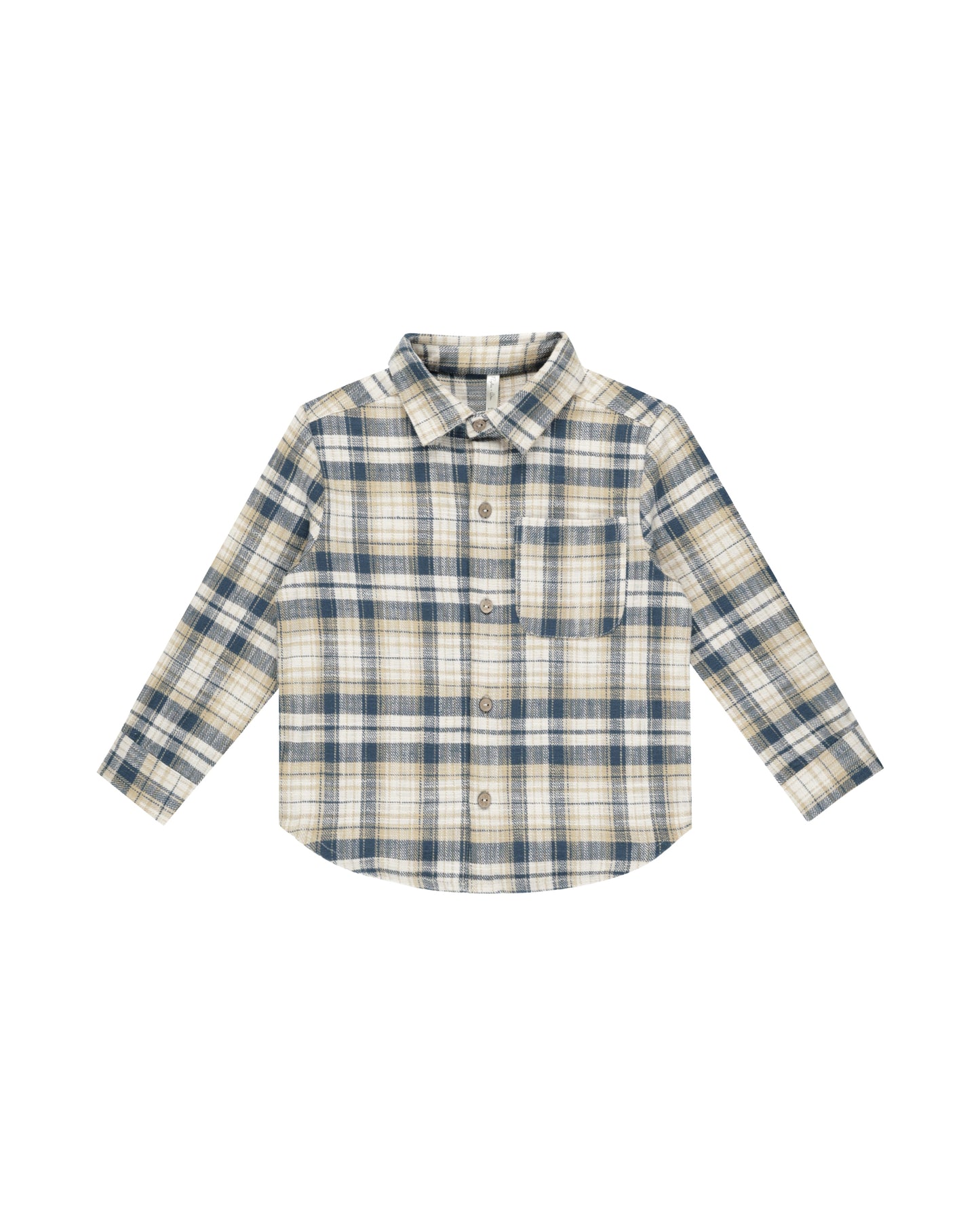 Rylee + Cru Collared Long Sleeve Shirt Indigo Plaid Natural