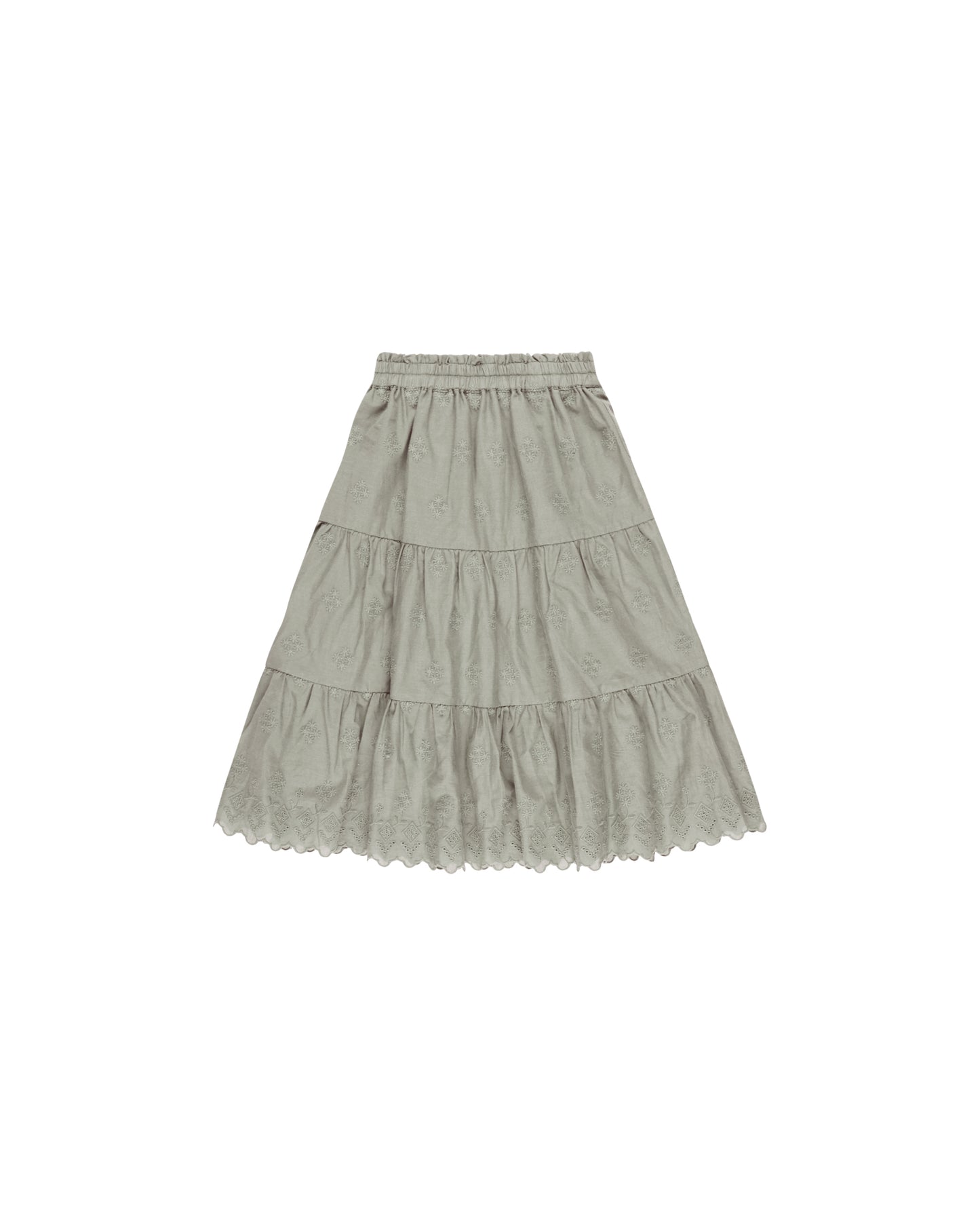 Rylee + Cru Ruffle Tiered Midi Skirt Laurel