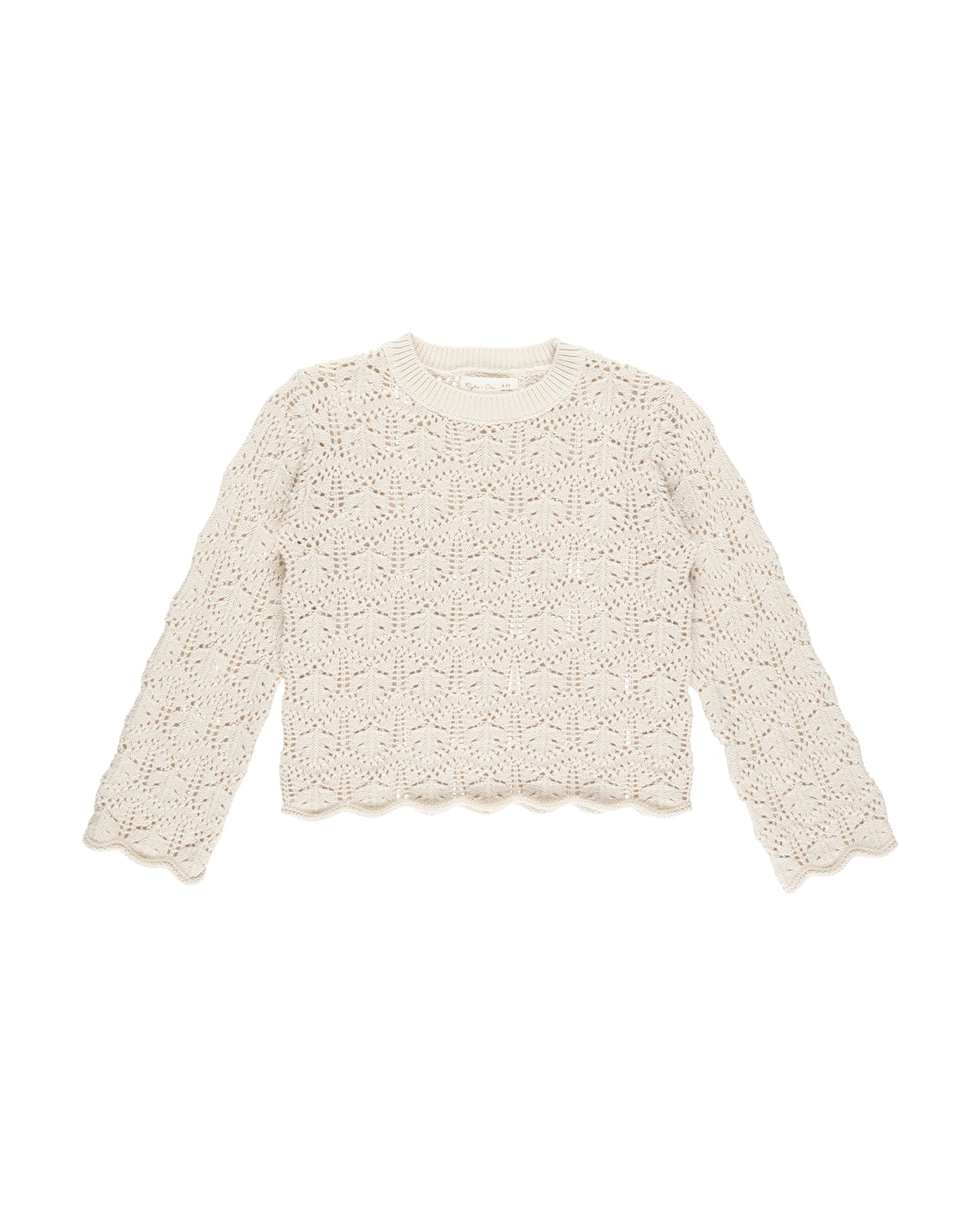 Rylee + Cru Crochet Knit Pullover Natural